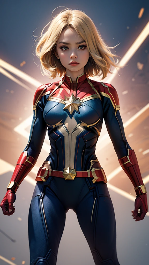 Captain Marvel、woman、22 years old、woman体型、Large Breasts、Blonde、Mechanical Suit