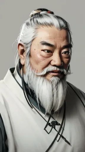 oriental、old man in plain white ancient chinese costume、ancient chinese hairstyle old man、highest quality、masterpiece、ultra-high...