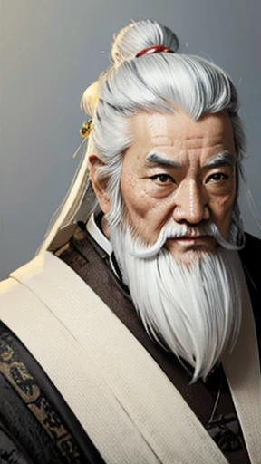 Oriental、Old man in plain white ancient Chinese costume、Ancient Chinese hairstyle old man、Highest quality、masterpiece、Ultra-high resolution、(Realistic:1.4)、Game Poster、Crisp and beautiful image quality、Gray Hair、white and long beard,,Walk over