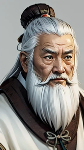 Oriental、Old man in plain white ancient Chinese costume、Ancient Chinese hairstyle old man、Highest quality、masterpiece、Ultra-high resolution、(Realistic:1.4)、Game Poster、Crisp and beautiful image quality、Gray Hair、white and long beard,,Walk over