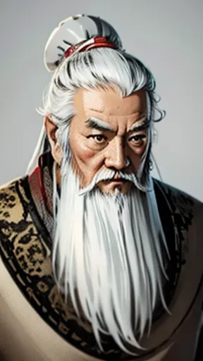 oriental、old man in plain white ancient chinese costume、ancient chinese hairstyle old man、highest quality、masterpiece、ultra-high...