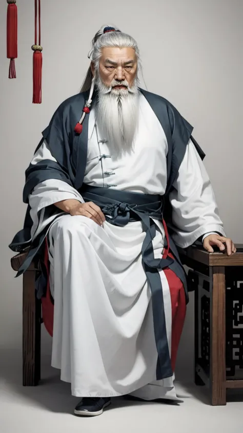 oriental、old man in plain white ancient chinese costume、ancient chinese hairstyle old man、highest quality、masterpiece、ultra-high...