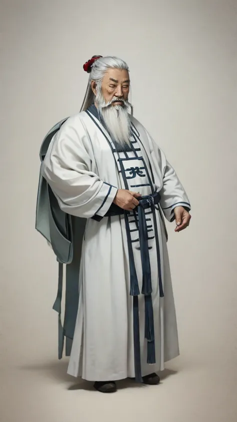 oriental、old man in plain white ancient chinese costume、ancient chinese hairstyle old man、highest quality、masterpiece、ultra-high...