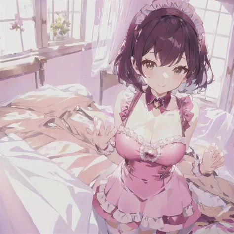 anime - style image of a woman in a Maid outfit on a bed, anime girl in a Maid costume, gorgeous Maid, Best anime 4k konachan wa...
