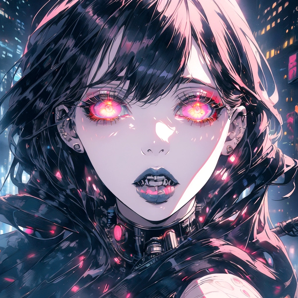 a highly detailed cyberpunk cityscape, a woman gazing upwards, beautiful detailed eyes, beautiful detailed lips, extremely detailed face and portrait, long eyelashes, intricate line art, cinematic lighting, glowing neon lights, futuristic architecture, volumetric fog, dramatic shadows, vibrant colors, award winning, masterpiece