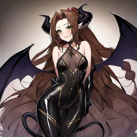 ((Highest quality)), ((masterpiece)), (detailed), （Perfect Face）、The woman is a naked demon queen, Devil Queen Aerith, wearing a...