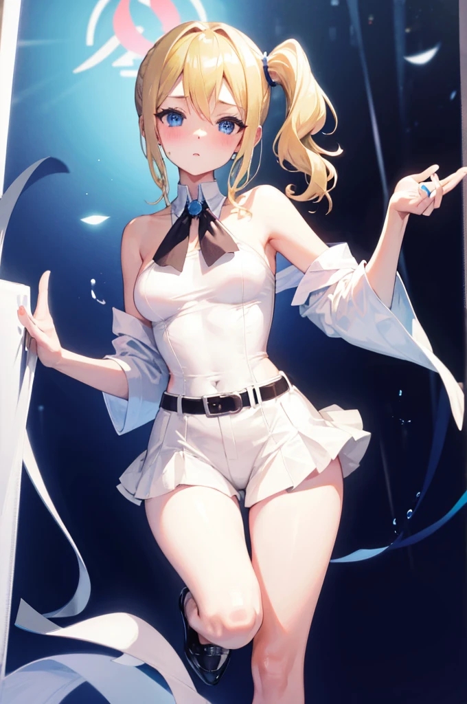 Blonde、Side Ponytail、、Pale blue eyes、Blushing、M-shaped legs、Random pose、Looks like she&#39;s about to cum、Glamorous expression、Blushing、Blue underwear、Cute underwear、Undressing、、Bedroom、On the bed、M-shaped legs、Random pose,パンツを見せるBlonde、Side Ponytail、、Pale blue eyes、night、night、Not wearing a bra、、Blushing、lipstick、Perfect hands、Detailed hands、Bedroom、On the bed、hand bra
