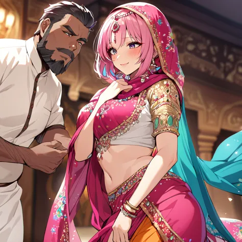 ((highest quality)), ((masterpiece)), (detailed), （perfect face）、the woman is a hindu indian named momo belia deviluke with vivi...