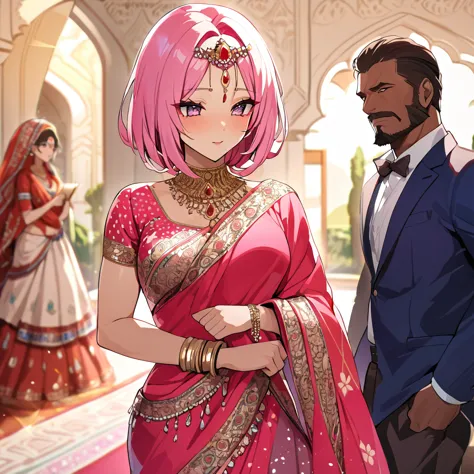 ((Highest quality)), ((masterpiece)), (detailed), （Perfect Face）、The woman is a Hindu Indian named Momo Belia Deviluke with vivi...