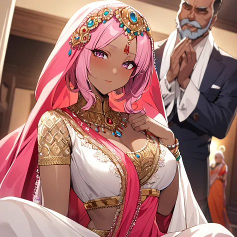 ((Highest quality)), ((masterpiece)), (detailed), （Perfect Face）、The woman is a Hindu Indian named Momo Belia Deviluke with vivi...