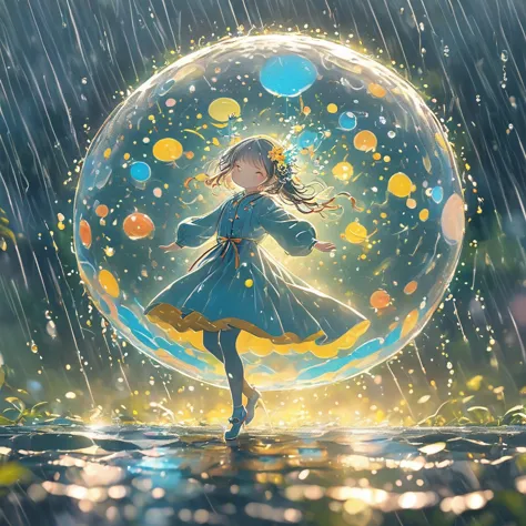 乐高dancing in the rain（（artwork）））， （（best quality））， （（intricate details））， （（surreal））（8k）