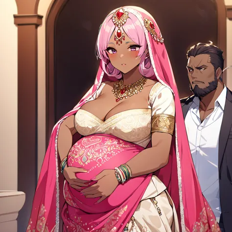 ((Highest quality)), ((masterpiece)), (detailed), （Perfect Face）、The woman is a Hindu Indian named Momo Belia Deviluke with vivi...
