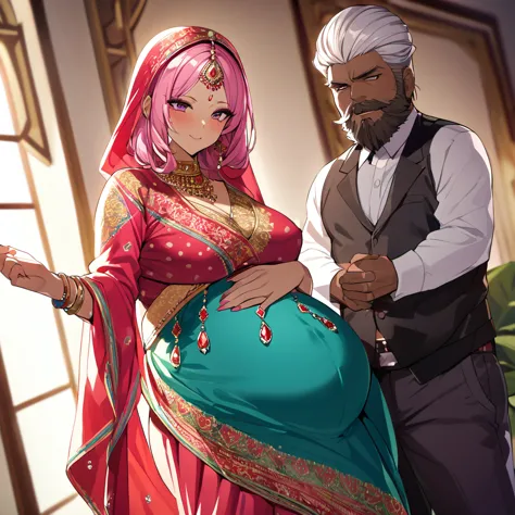 ((highest quality)), ((masterpiece)), (detailed), （perfect face）、the woman is a hindu indian named momo belia deviluke with vivi...