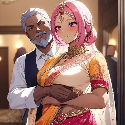 ((Highest quality)), ((masterpiece)), (detailed), （Perfect Face）、The woman is a Hindu Indian named Momo Belia Deviluke with vivi...