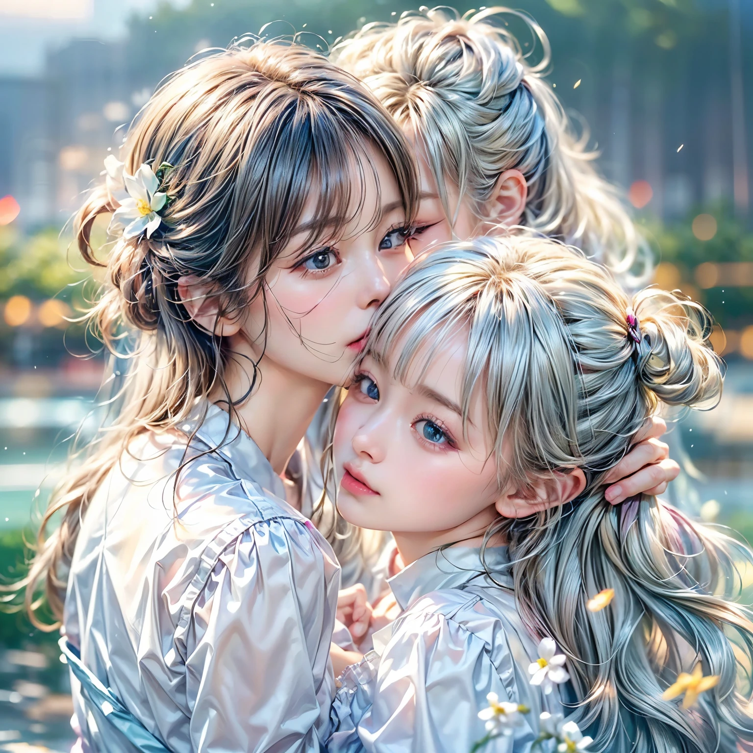 SFW, ((데이비드 해밀턴:1.37, 흰색과 RainbowColors))、매우 상세한 (작은 Oppai-Loli 쌍둥이:1.37)、{(동적 각도)|(옆에서)|(뒤에서)|((밑에서부터:1.2))}、{(((얼굴을 맞대고 키스하기:1.41) 유두 대 유두 세게 누르기))| 축소됨 }、{(강한 바람에 흩날리는 머리카락)|(엉덩이 집중)|프렌치 브레이드|좋은}、((8K 최고 품질 걸작:1.2、Photo-현실적인:1.4)), { 코다크롬 | 현실적인 | photo현실적인 | 날것의 }  부서지다 
 ((상세한 KAWAII 얼굴、디테일한 래디언트 펄스킨) 투명성을 갖춘)、부드러운 음영、(소프트포커스 보케H)、부드러운 조명、((교복))、{꽃들|꽃 화환|웃다|즐거운|즐거운|다양한 종류의 머리 색깔}、{(가벼운 입자:1.2)|(렌즈 플레어)|(발광 입자:0.6)}、{(((호수 바로 머리 위))) |반짝이는 호수 표면|물이 튀다|날이 새기 전에|매직아워|아침 놀|흐린|안개|(눈부신 색깔 지평선)}、{허벅지 간격 | 전신 비율과 모든 팔다리가 해부학적으로 정확합니다. | 숨겨진 손 | 푸니푸니 } .