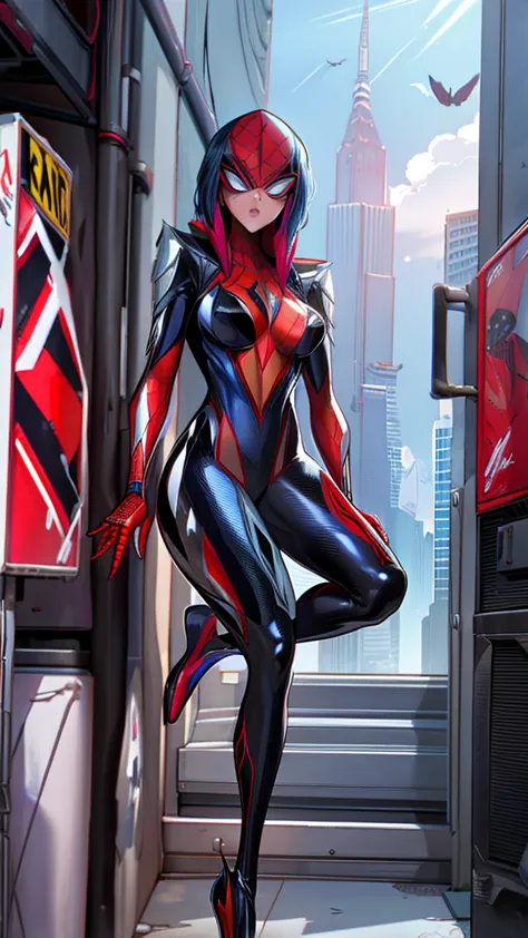 spider man woman - spider man and spider man in a dark city, spider - artistic style in verse, into the SpiderVerse, SpiderVerse...