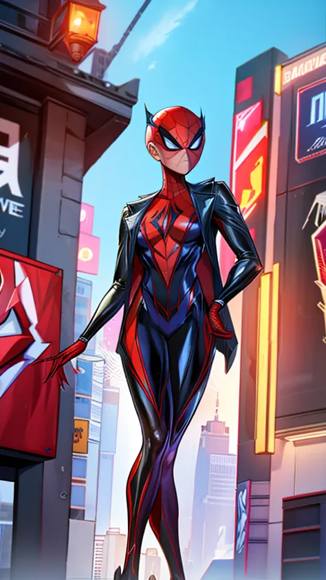 spider man woman - spider man and spider man in a dark city, spider - artistic style in verse, into the SpiderVerse, SpiderVerse...