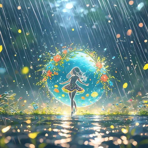 乐高dancing in the rain（（artwork）））， （（best quality））， （（intricate details））， （（surreal））（8k）