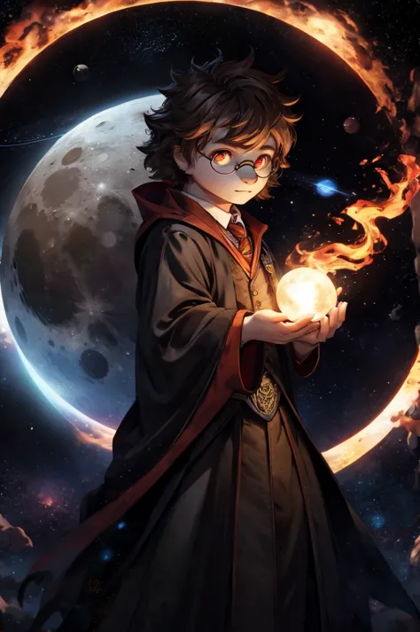 harry potter, space, planets, moon, burning eyes, magic, magic