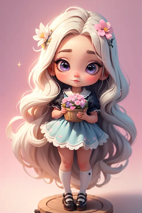 imagem de alta qualidade de uma boneca chibi megan fox: boneca chibi ,illustration,detalhes delicados,pose encantadora,lovely ex...