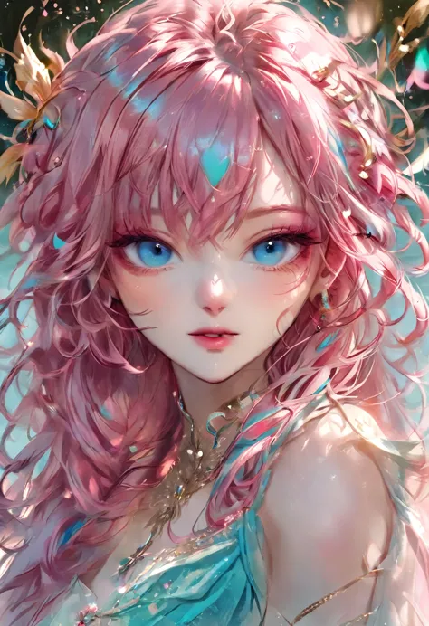 Qt/share your beauty pink hair with blue eyes.