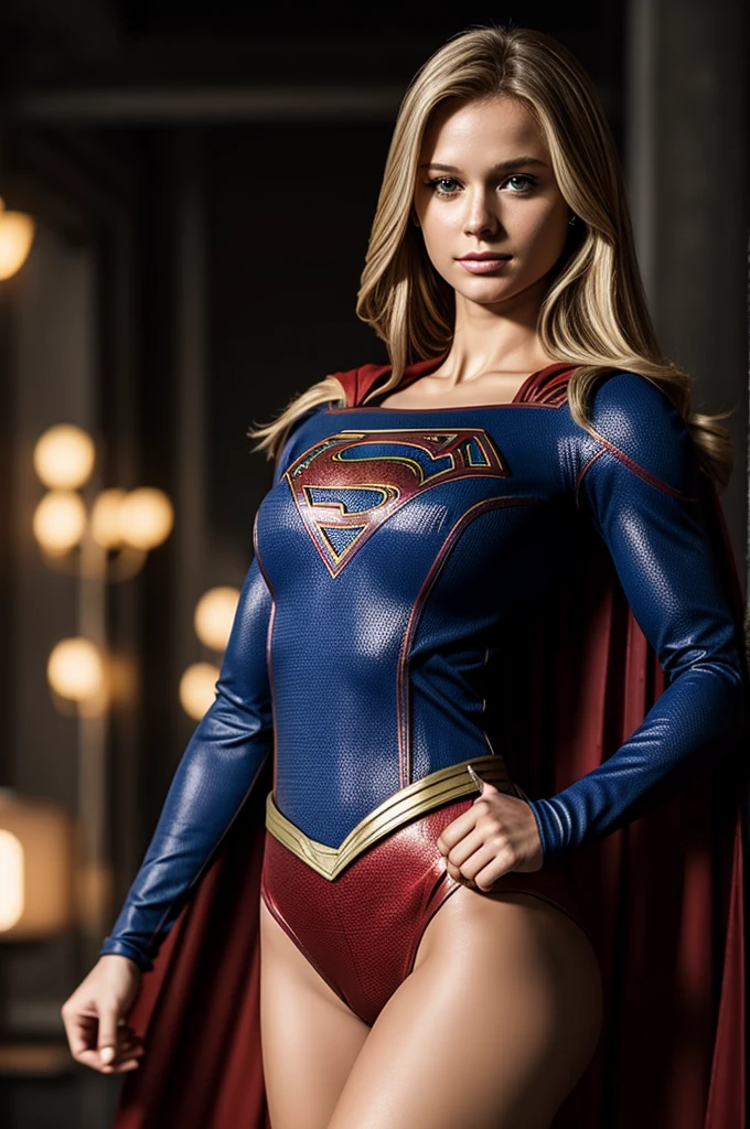 hacer a Supergirl con un cuerpo perfecto, rubio, joven