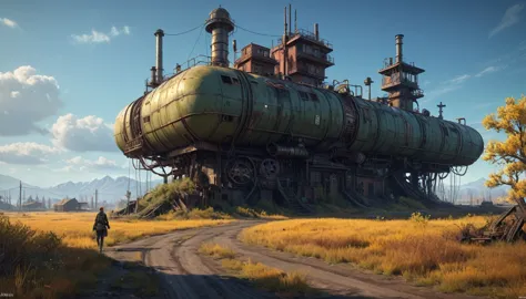 Isn't that the strangest thing, photorealistic, in the style of digital art simon stalenhag, a stunning camera angle, steampunk,...