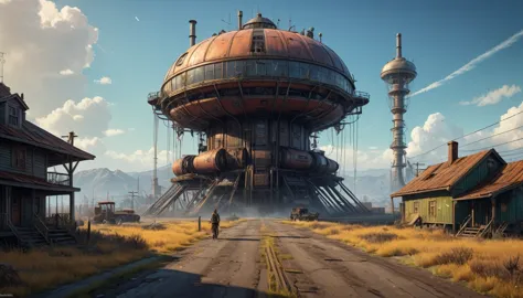 Isn't that the strangest thing, photorealistic, in the style of digital art simon stalenhag, a stunning camera angle, steampunk,...