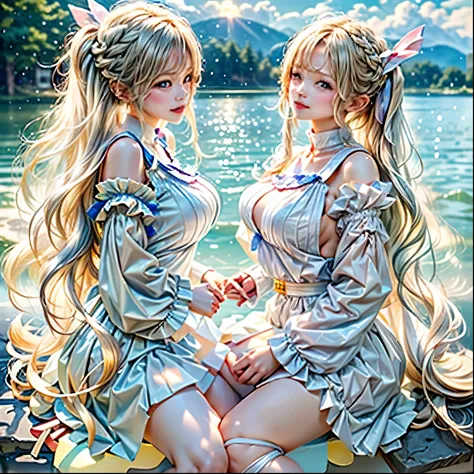 SFW, ((David Hamilton:1.37, White and RainbowColors))、Extremely Detailed (PUNIPUNI Oppai Twins), ((Just a heads above the Lake))...