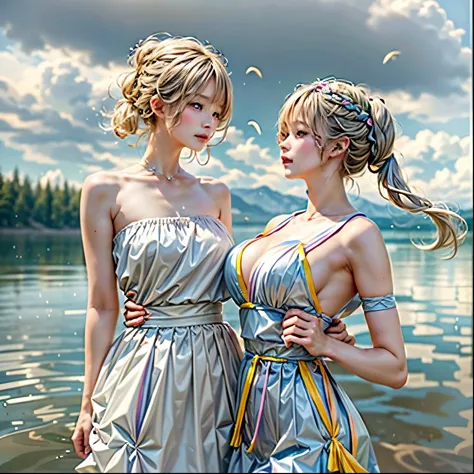 SFW, ((David Hamilton:1.37, White and RainbowColors))、Extremely Detailed (PUNIPUNI Oppai Twins), ((Just a heads above the Lake))...
