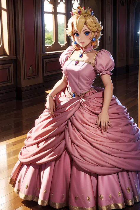 Princesa Peach, peach princess dress,
