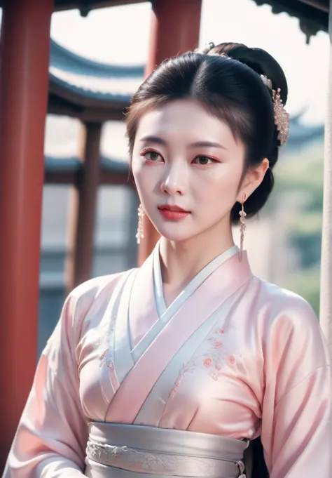 ultra detailed skin,ultra detailed face,actress portrait,hanfu,tang style,gzl,scenery of hong kong city,silver earrings,blush,()...