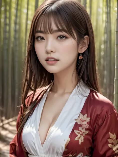 masterpiece, best quality, extremely detailed CG unity 8k wallpaper, Wearing a detailed and highly detailed red kimono、lips, Ope...