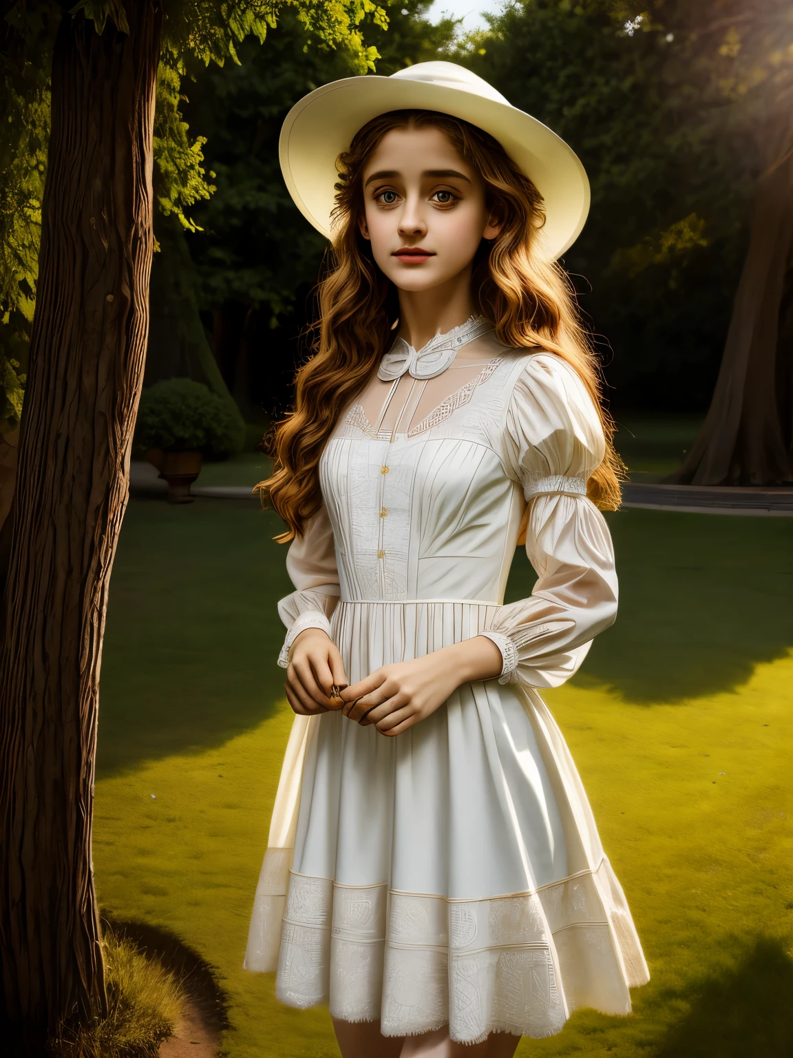 À la Fed image of a girl in a white lace dress and Leonardo da Vinci notes background, stunning young ethereal figure, portrait of a magical girl, portrait of a young witch girl, girl in steampunk clothes, musician girl in lace clothes, Natalia Dyer, Daphne Keen, portrait of a young witch, a girl with magical powers, inspired by Irakli Nadar, Inspired by William Mustoster Lockhart, top quality, detail, detail, masterpiece, high image quality  