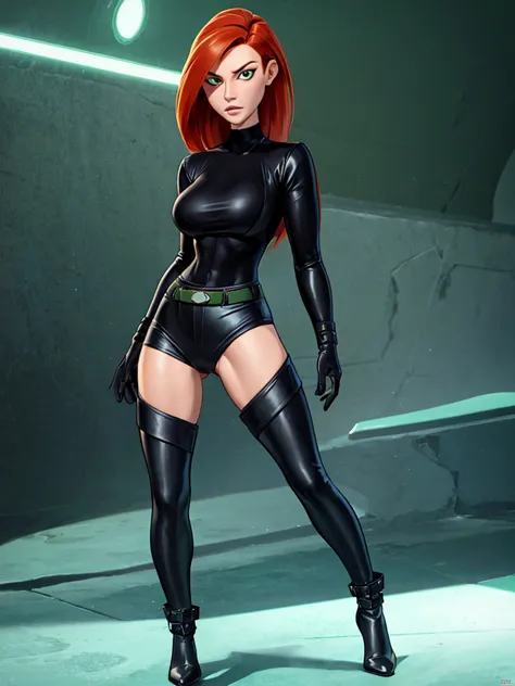 Redhead badass Kimpossible black turtleneck and green pants sexy and alluring mature woman sexy and alluring beautiful and lovel...
