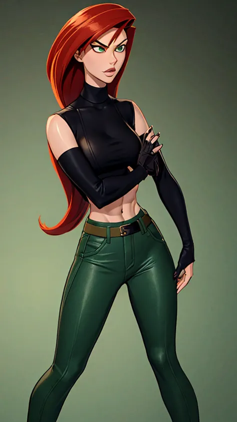 Redhead badass Kimpossible black turtleneck and green pants sexy and alluring mature woman sexy and alluring beautiful and lovel...