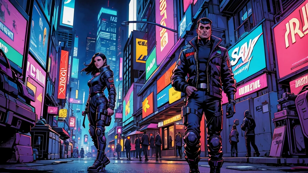 Comic_style, city streets, cyberpunk,