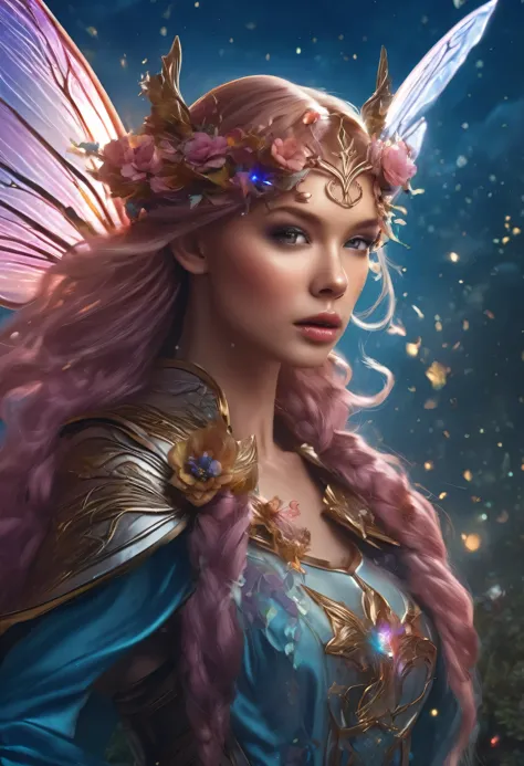 a close up of a with a wand and a fairy costume, fantasy portrait, fantasy art portrait, detailed matte fantasy portrait, beauti...