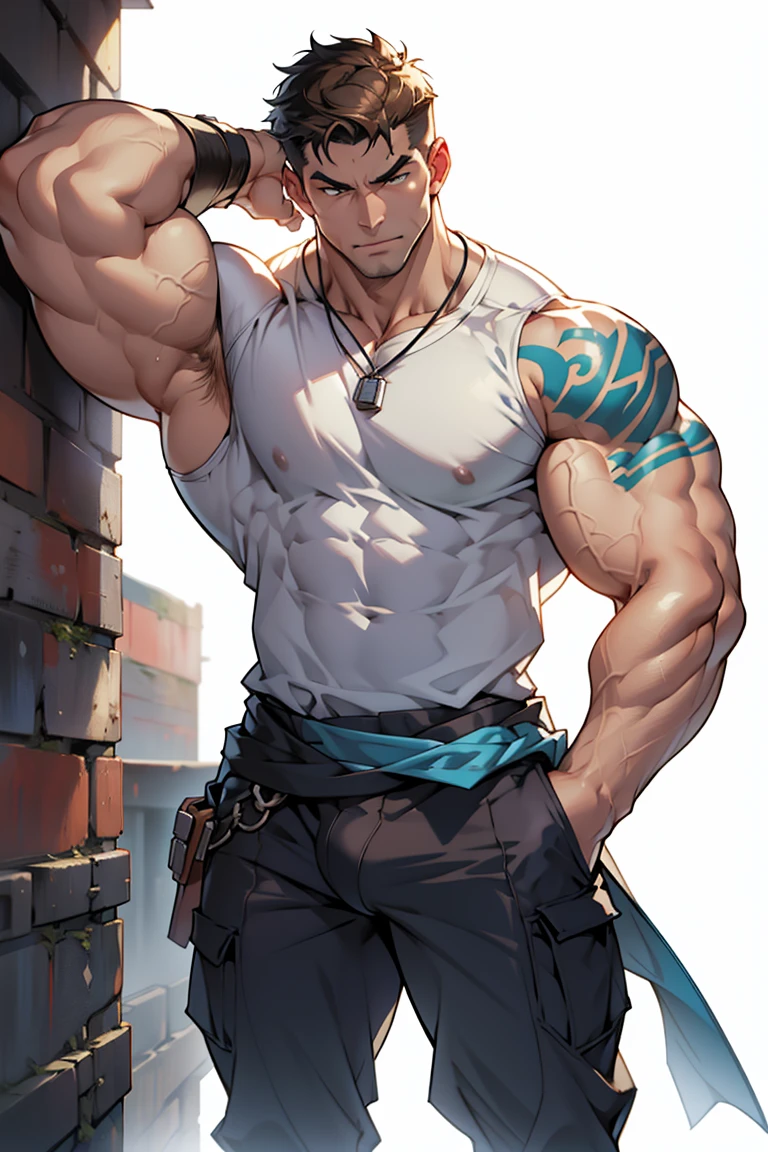 向观众炫耀Thick arms，Dissemination，Eyes look at the audience，Thick arms，Highest image quality，Men，Showing shoulders and arms，1 boy，young and beautiful，exhibit，Brown hair，Short straight hair，Dark Skin，cartoon，cartoon壁纸，Solitary，Male focus，Chest muscle expansion, best quality，The feeling of youth，Upper Body，(exhibit他muscular)，（Abstract Background),(Hands in pockets)，sideways，Sharp eyes，(Bottom-up view)，shoulder width，Muscles protrude a lot，Highest image quality，Look at it from a low angle ，The protagonist is wearing a hooded jacket，cartoon壁纸，Chest muscle expansion, best quality)，((Exaggerated muscle bulge))，The protagonist is tall，muscular and bulky, muscular characters, Great and cool, tall and muscular, muscular!!, Very strong, muscular， men, Huge muscles, Big Muscle, Muscle Man, cartoon帅气的男人, muscular!, Huge muscles, muscular bodies，(Photo from bottom to top) (Highest quality images) ，Close-up photos ,real, young, Crotch protrusion, cartoon人物, Male face, bonito rosto young, Huge pectoral muscles, 大腿muscular, Biceps tendon, Huge body, High-intensity training makes your body more fit, muscular, 8 Pack Abs,  Radiant Skin,（Hands in pockets），Thick Legs，Half-length photo，The character is a burly man，Surrealistic pattern，Dynamic Action，Exaggerated deformation，The overall picture highlights his well-developed shoulders and pectoralis major muscles，Light from above， Muscular，Upper Body，Clothes show shoulders，Tattoo，Clean face，（Hands in pockets），Lift his head，Keep your eyes open（Hands in pockets），（Hands in pockets），（Hands in pockets），（Hands in pockets），（Hands in pockets），（Hands in pockets），（Hands in pockets），（Hands in pockets），