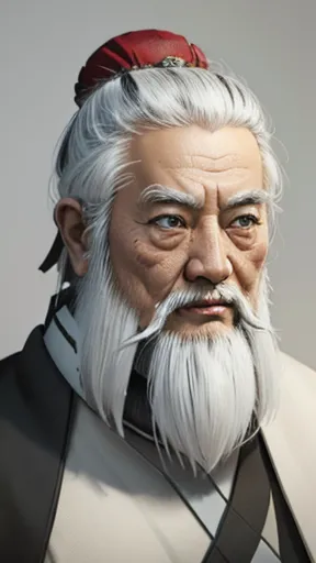 （whole body）、oriental、old man in plain white ancient chinese costume、ancient chinese hairstyle old man、highest quality、masterpie...