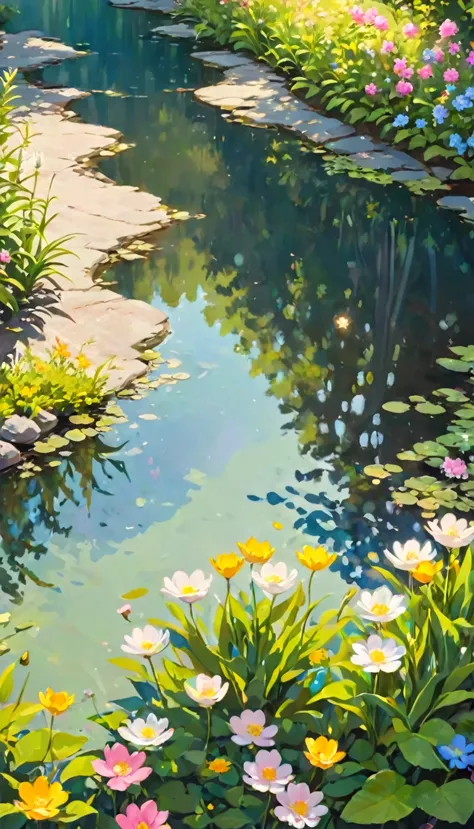 ((soft_color_:)1.5), ((soft_color_tonalism):1.4), ((clear water reflection background):1.3), ((soft color flowers):1.4)),((aeria...