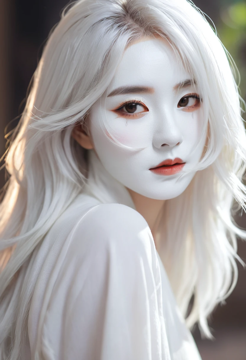 a close up of a woman with white hair and a white mask, beautiful character painting, guweiz, artwork in the style of guweiz, white haired deity, by Yang J, epic exquisite character art, stunning character art, by Fan Qi, by Wuzhun Shifan, guweiz on pixiv artstation