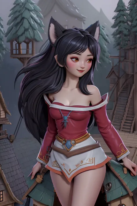 close up 1girl in, ahri, league of legends, teenager, solo, long hair, super long black hair, pale skin, full medium breasts, cl...