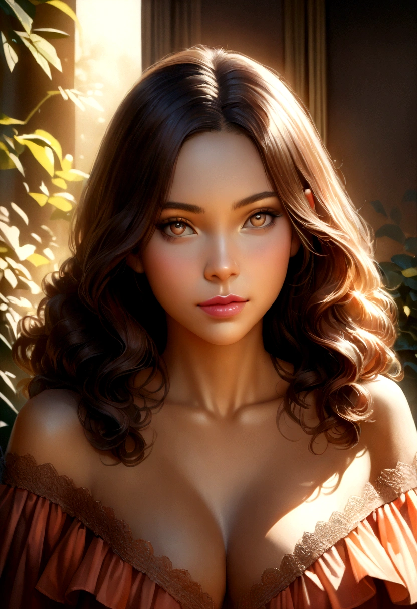 A cute nude girl with fluffy curly hair, beautiful detailed eyes - SeaArt AI