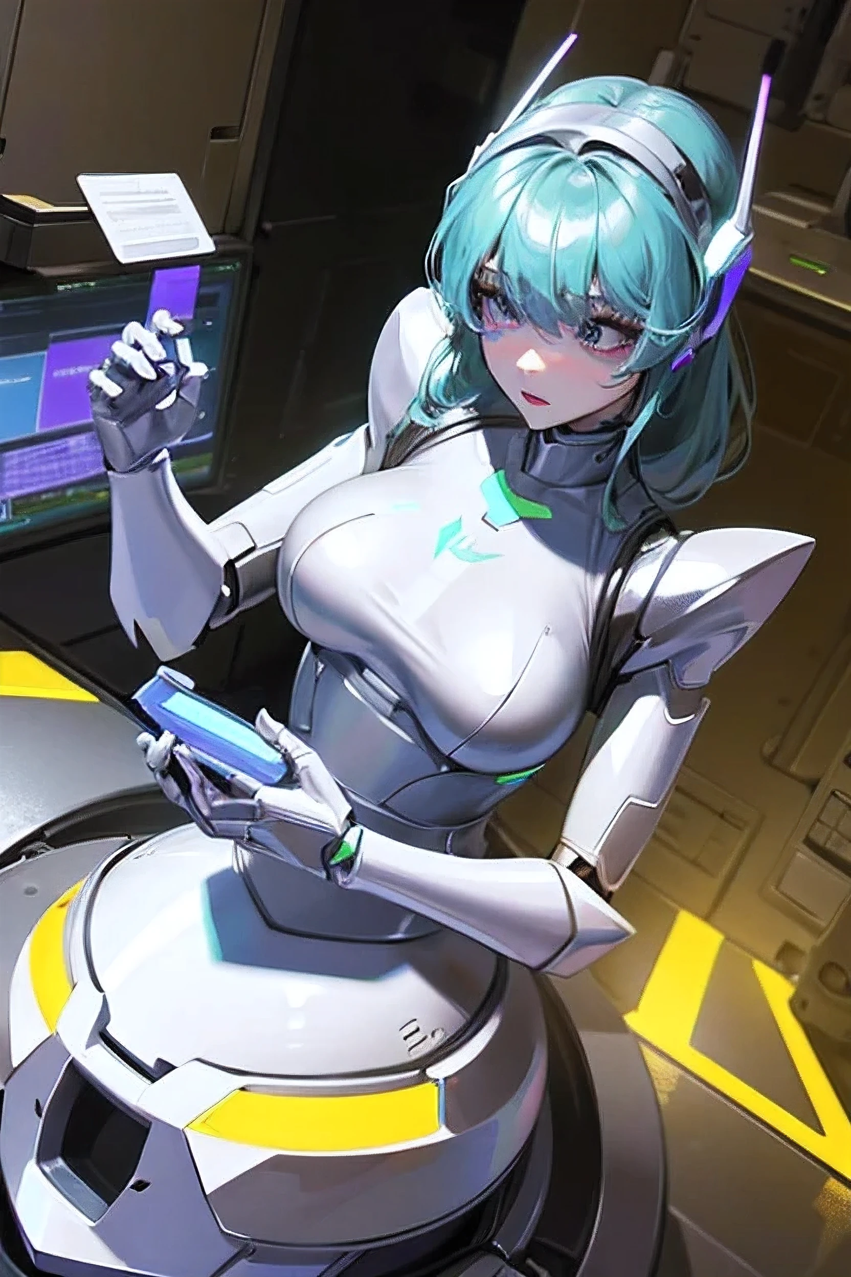 虚ろな目,ロボット化された女性 ,大きな胸,ロボットジョイント ,金属スキン,ドレス,アンドロイド,ロボットスーツ