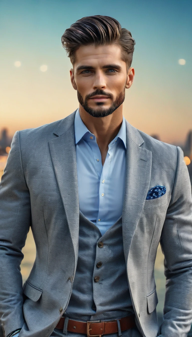 ((a handsome man, male model modern clothing, Full length portrait: 1.5)), (Best Quality, 4k, 8k, high resolution, Masterpiece: 1.2), ultra detailed, (realist, photorealist, photorealist : 1.37), HDR, UHD, studio lighting, ultrafine paint, sharp focus, Physically based representation, Extremely detailed description, professional, vivid colors, bokeh, dramatic lighting, cinematographic composition