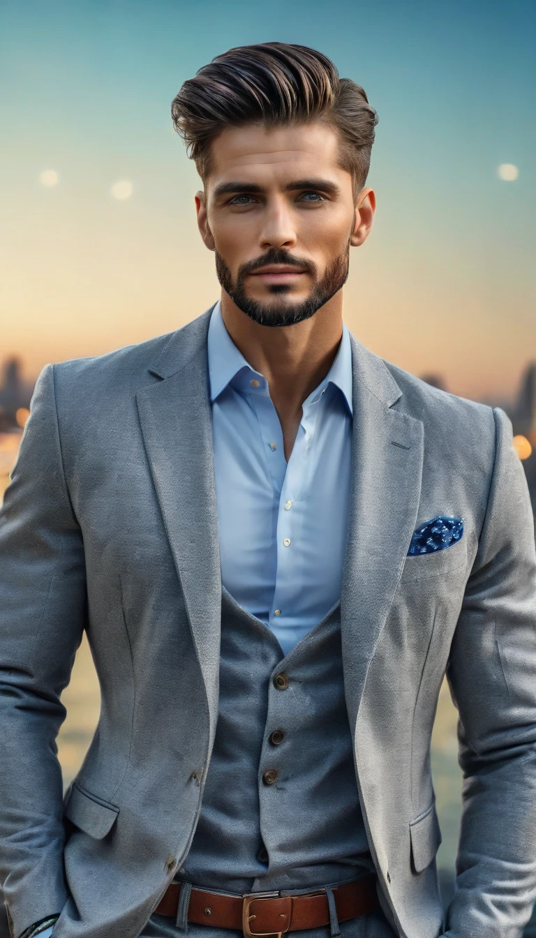 ((un hombre guapo, modelo masculino ropa moderna, retrato de cuerpo entero: 1.5)), (mejor calidad, 4k, 8K, Alta resolución, obra maestra: 1.2), ultra detallado, (realista, photorealista, photorealista : 1.37), hdr, HD, iluminación de estudio, ultrafine paint, enfoque nítido, representación basada físicamente, descripción extremadamente detallada, Profesional, colores vívidos, bokeh, iluminación dramática, composición cinematográfica