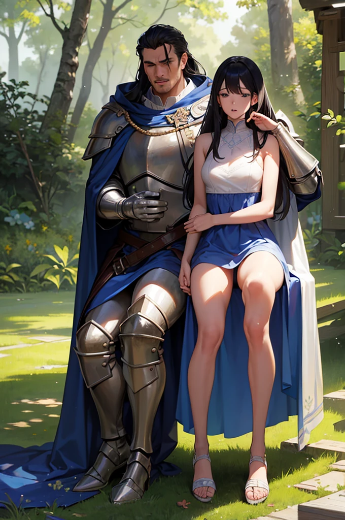 Highest quality, masterpiece, Clean atmosphere Battlefield, middle ages, Small breasts,Long Hair, Forest Base, , Bare shoulders, knight ,Swordsman , Cape, Blue Dress,Black Hair,On the ground, White underwear, Shaved, The skirt is flipped up, Sitting upright, Open your mouth wide,Eyes closed,naked men around,Man's dick,A man stands in front,Holding dick in hand,Put the in your mouth,Fat man next to the girl,Naked man standing,Cum in girl&#39;s mouth,Dildo in girl&#39;s face,Dick in front of girl&#39;s face