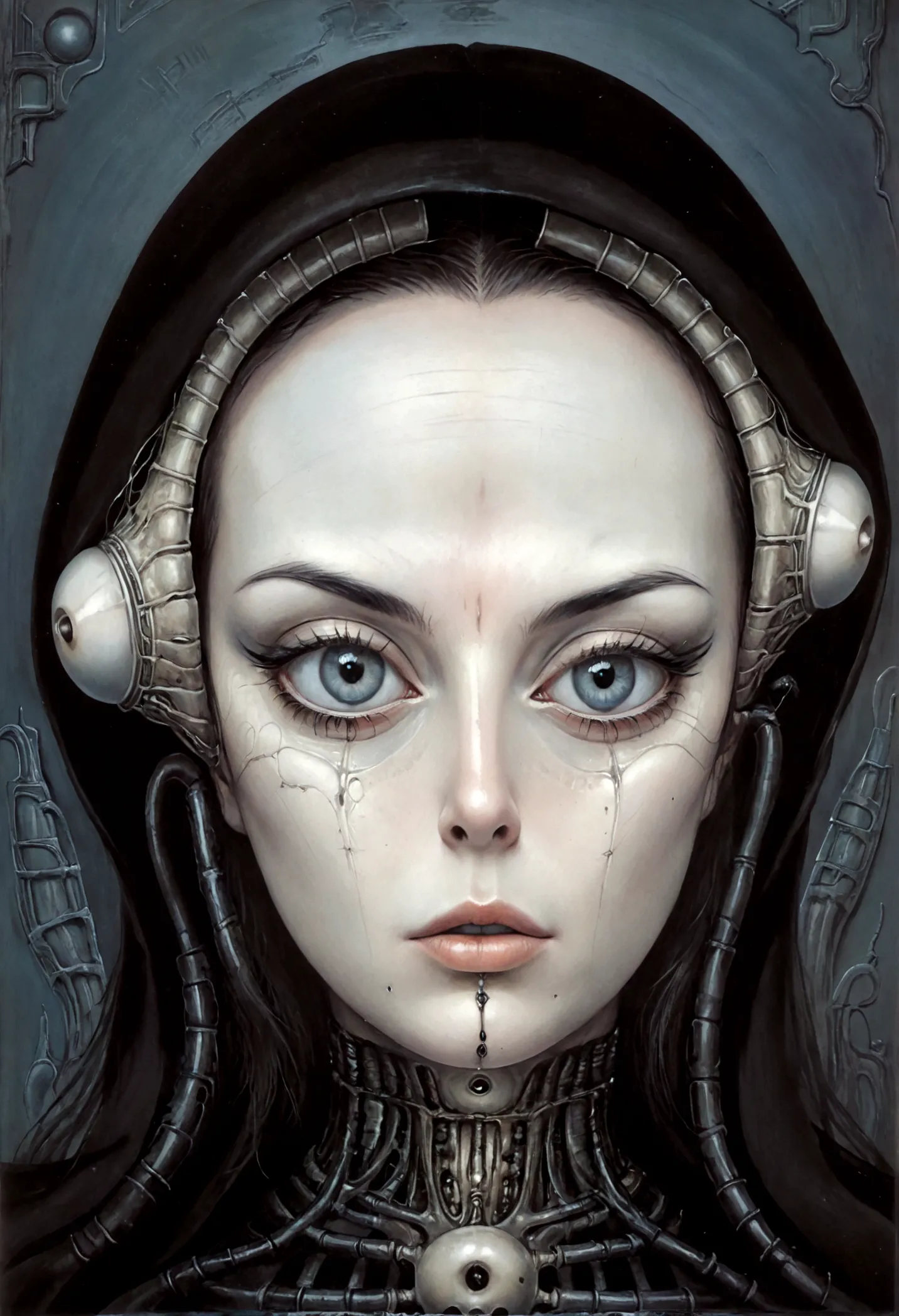 Surreal portrait of a female necromancer, masterpiece, (Beautiful and big eyes:1.1), Exquisite detail, Very complex iris, close,...