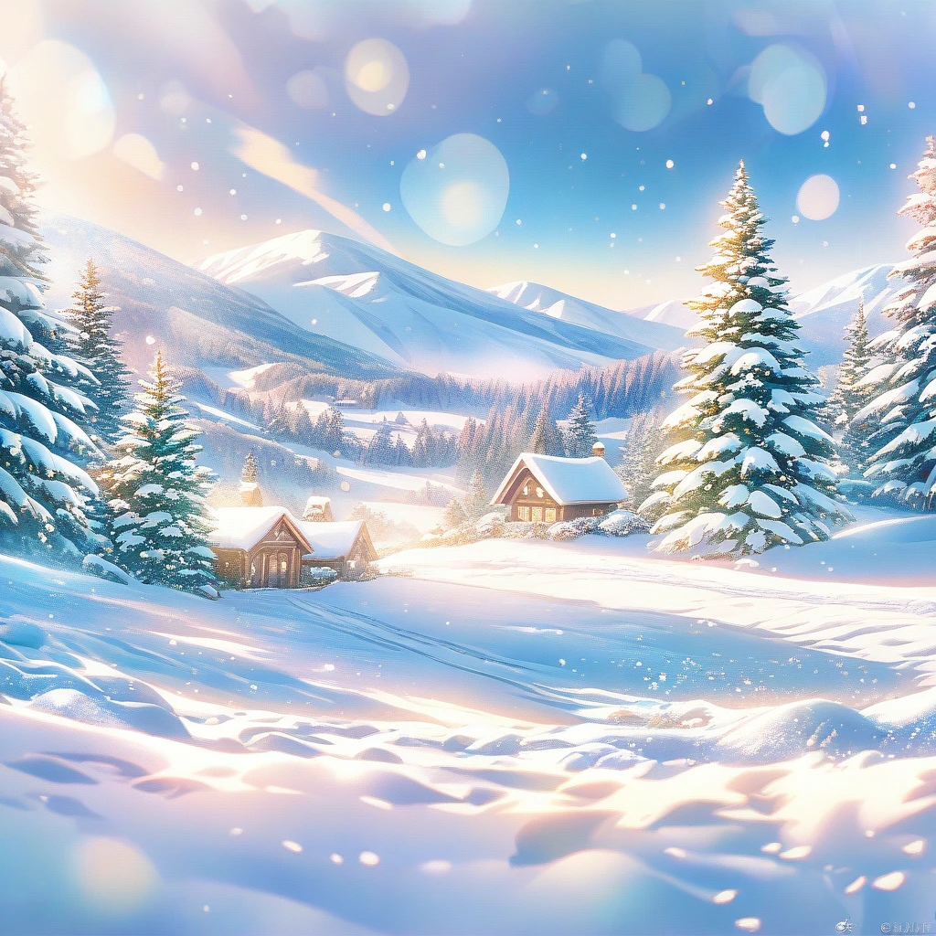 Snow Scene，snow，plant（（（Romantic atmosphere）））（（（fairy tale elements）））（（（masterpiece）））， （（best quality））